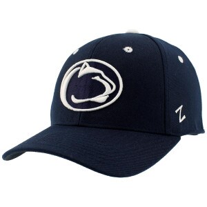 navy fitted hat with stitched Penn State Athletic Logo on front